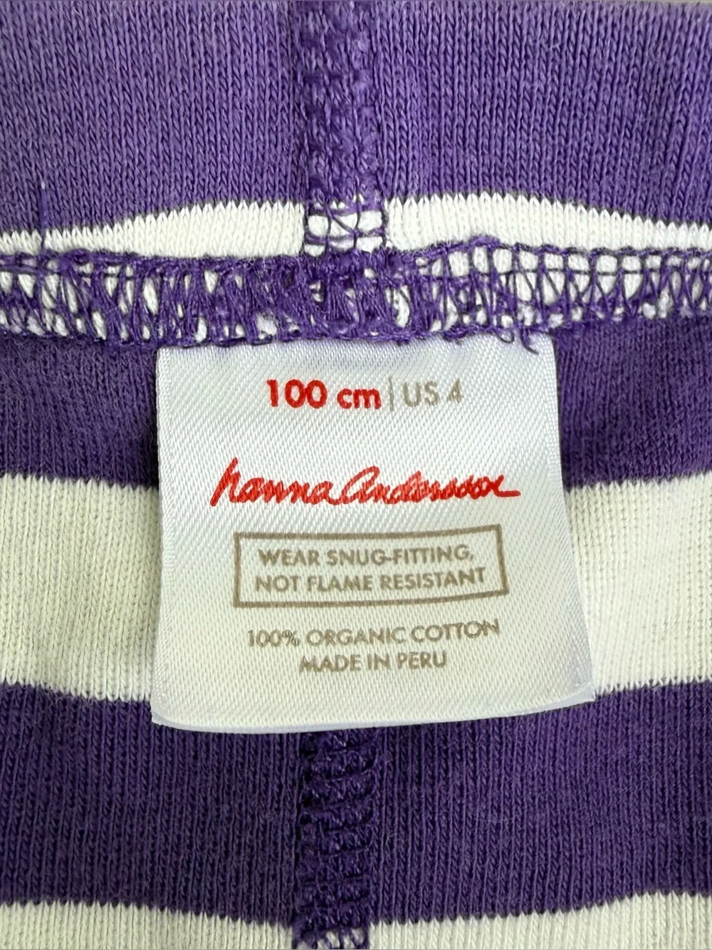 Hanna Andersson PJs Kids 4 100% Organic Cotton Purple White Striped Short Johns